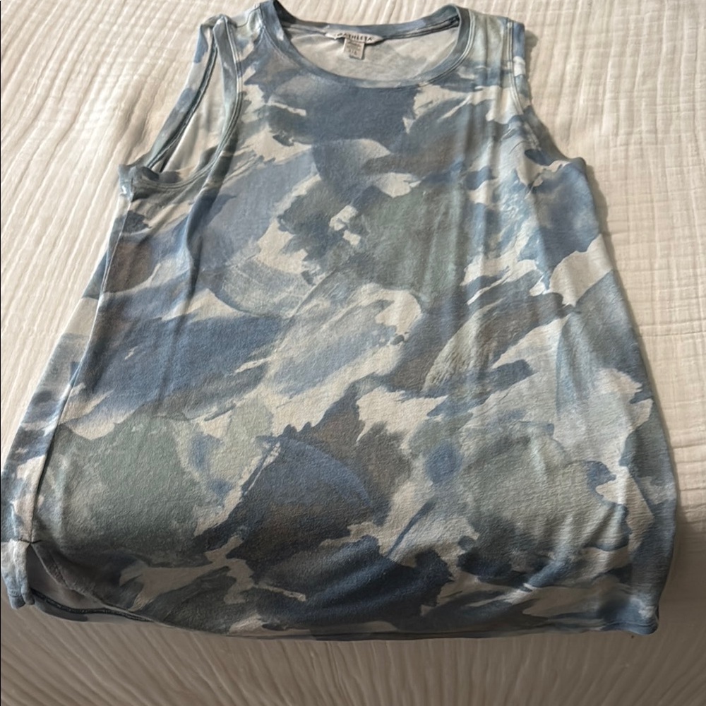 Athleta Blue and Gray Camouflage Tank Top